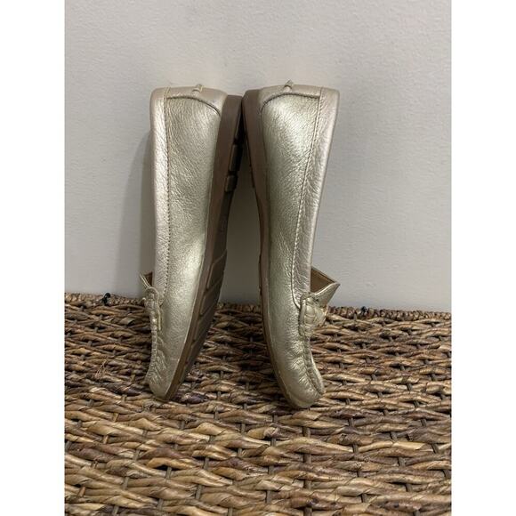 COACH Gold Metallic Leather OLIVE LOAFERS SHOES Old Money SLIP-ON FLATS 8.5 B - Picture 5 of 9